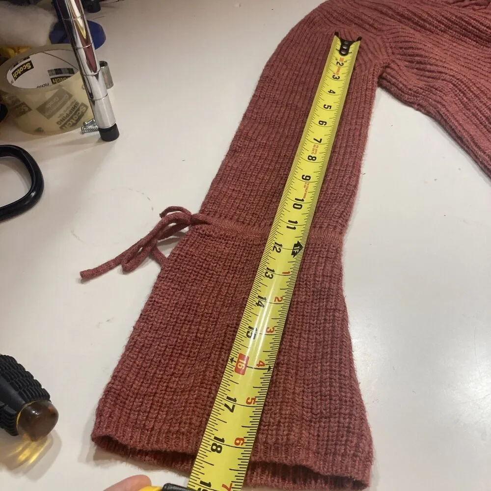 Lucky Brand Dark Pink Crop Sweater Shoe Lace Round Neck Size Small